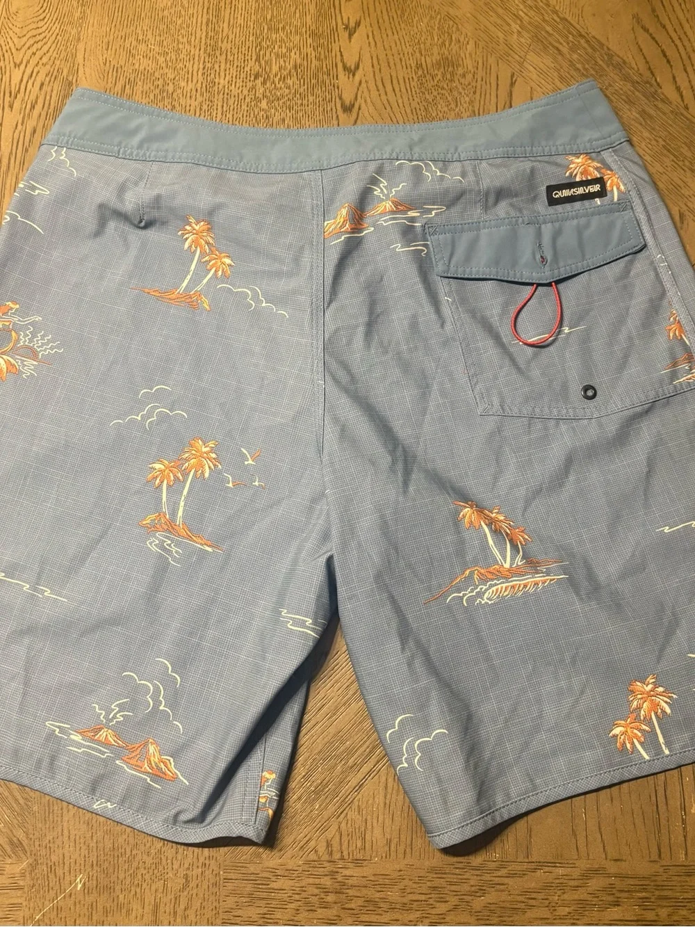 Quiksilver Light Blue Boardshorts with Orange Island Print